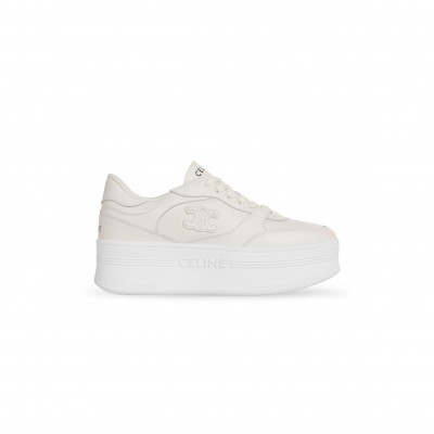 CELINE BLOCK WEDGE SNEAKER WITH TRIOMPHE PATCH IN CALFSKIN 366475189C.01OP
